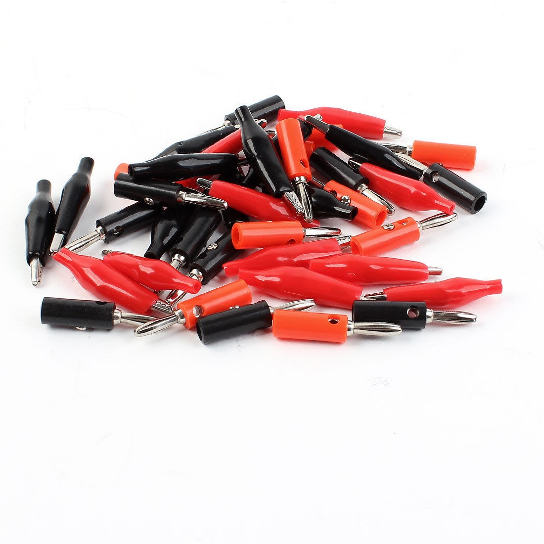 20 Pairs Multimeter Part Black Red Plastic Coated Alligator Clip + Banana Plug