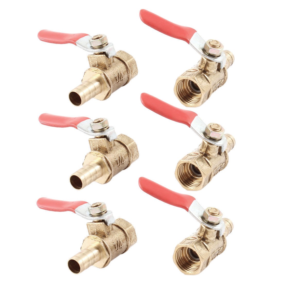 8mm Barb Hose to 1/4 PT Female Thread Connector Brass Ball Control Valve 6 Pcs