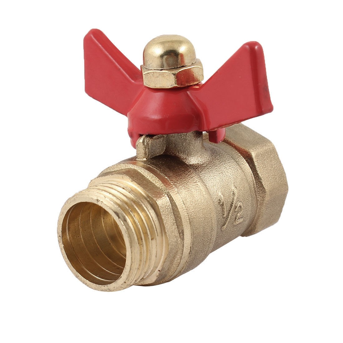 Tee Handle Male to Female M/F 1/2 PT Thread Ball Valve Gold Tone