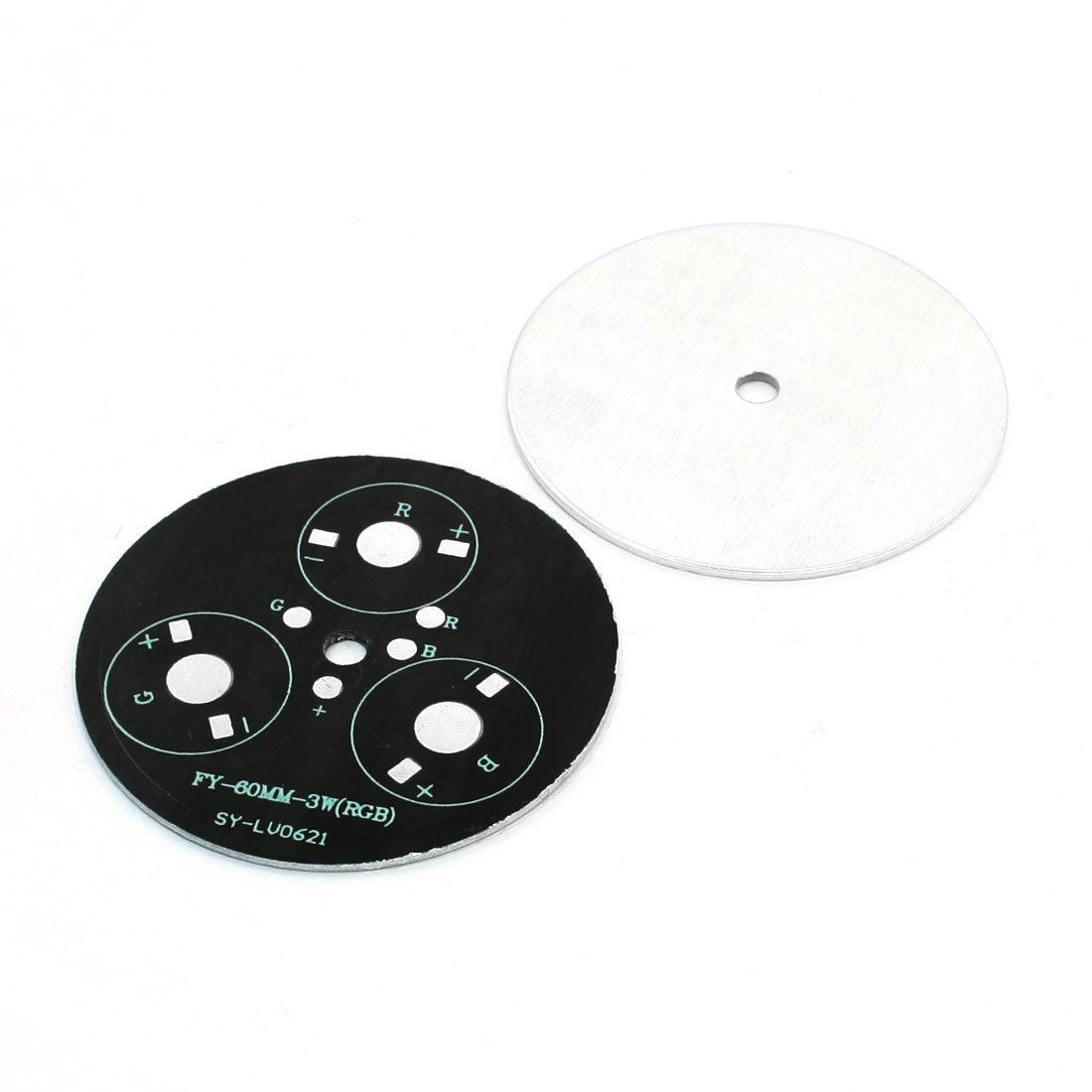 2PCS 60mm Circle Aluminum PCB Circuit Board for 3 x 1W/3W RGB LED in Series