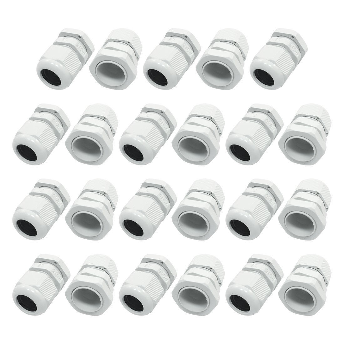 23Pcs PG16 10mm to 14mm Waterproof Connector Plastic Cable Gland White