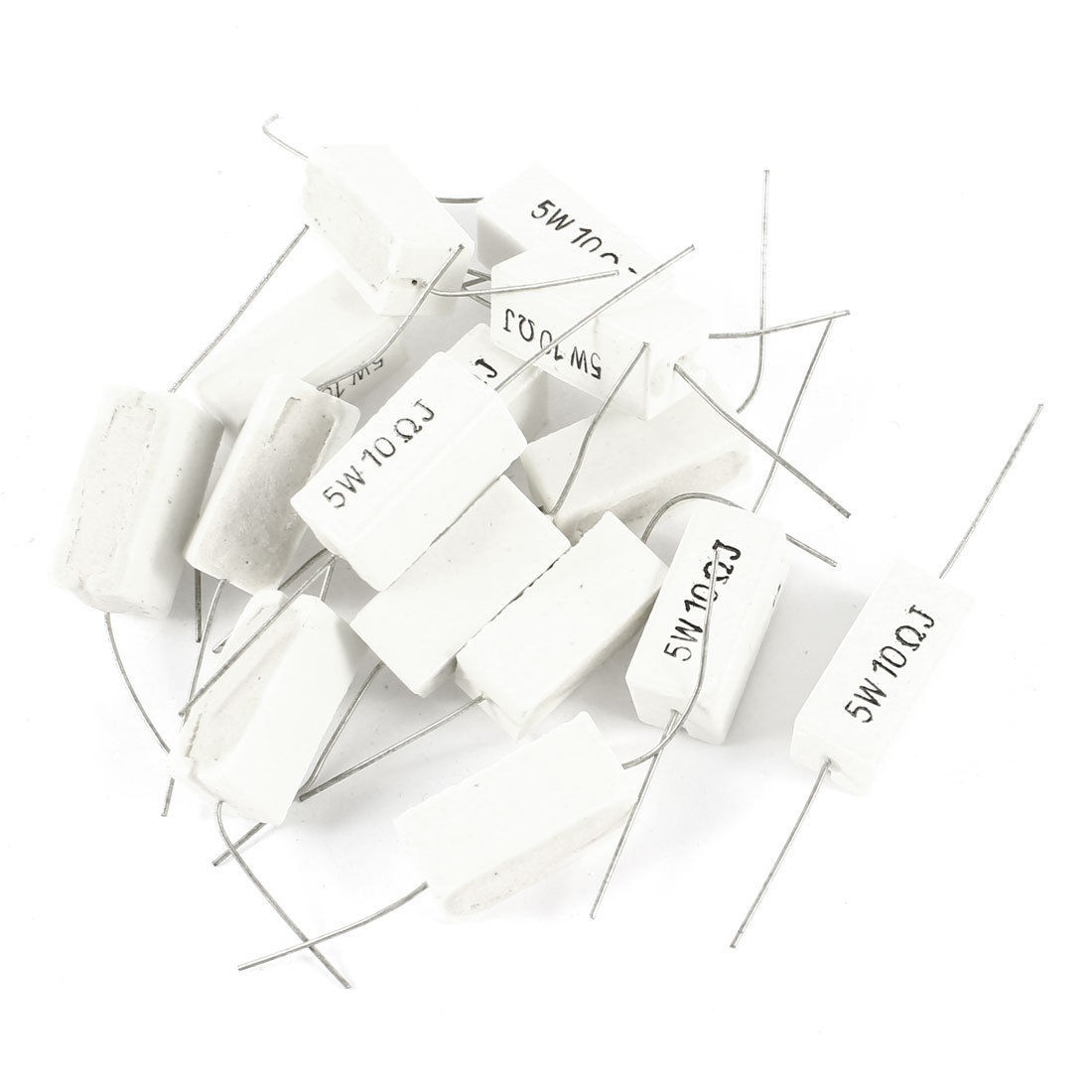15 Pcs 5W Watt 10 Ohm 5% Ceramic Cement Power Resistor White