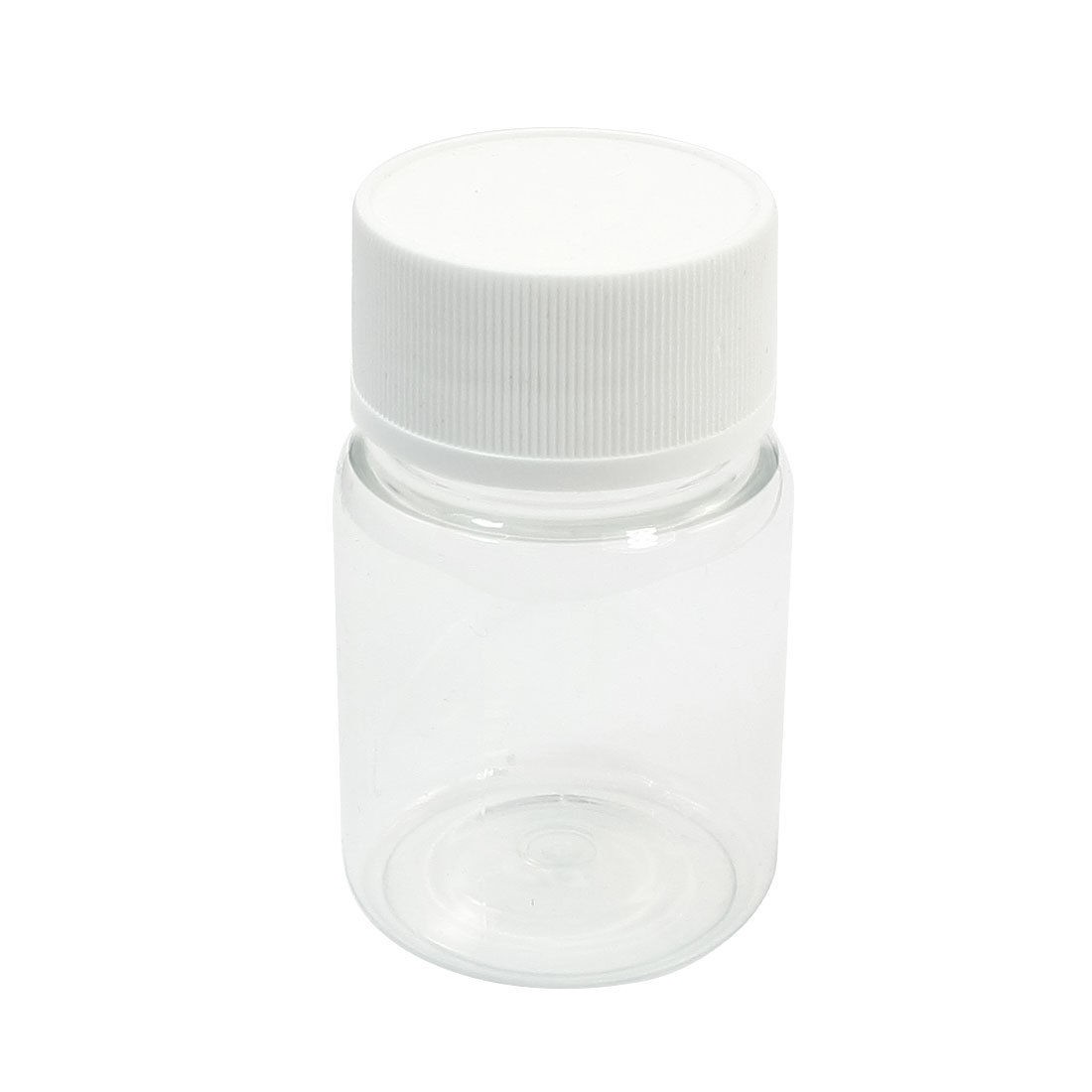 60mL Capacity 29mm Dia Mouth Clear Body White Cap Plastic Bottle for Laboratory