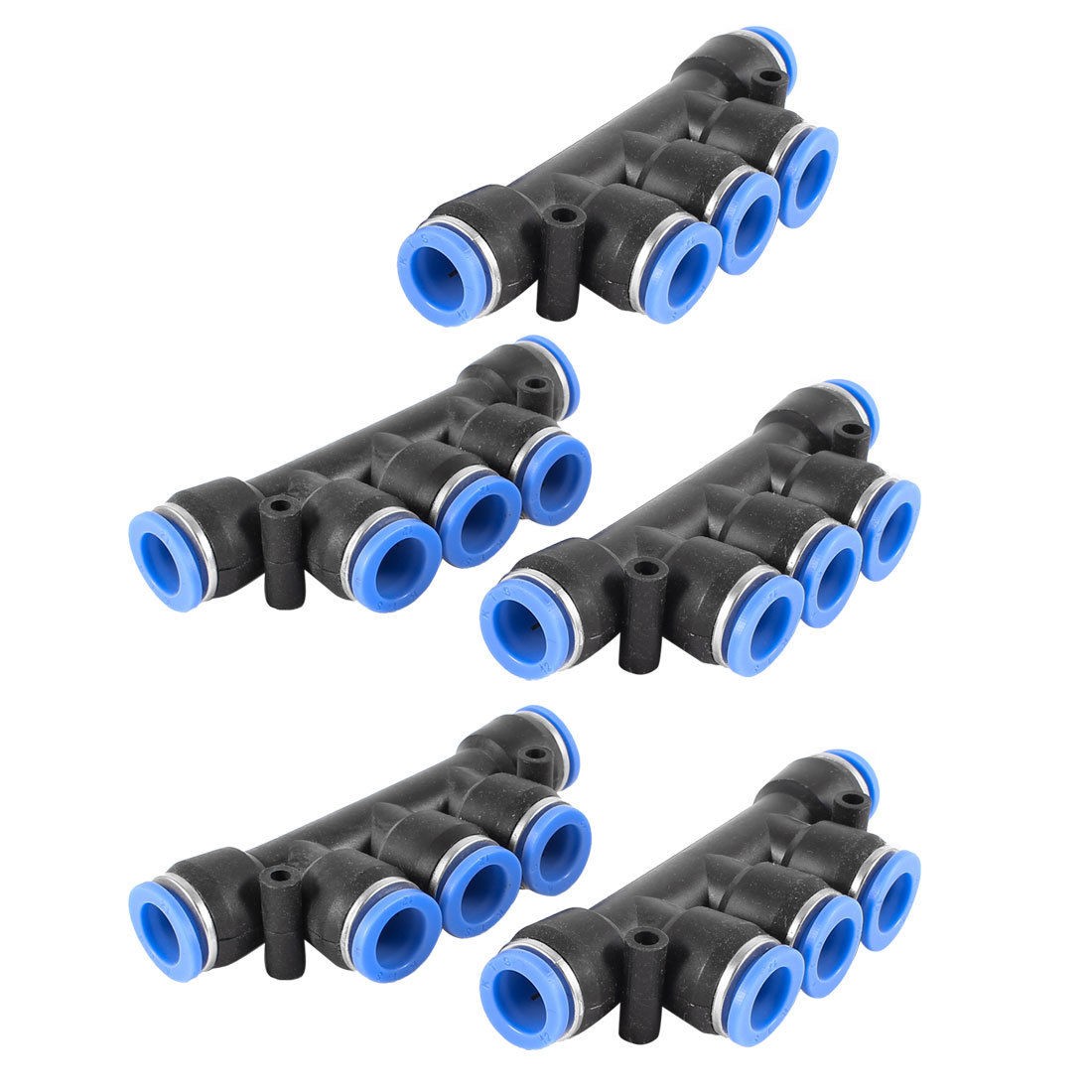 5 Pcs 12mm Tubing 5 Ports Push in Joint Air Pneumatic Connector Quick Fitting