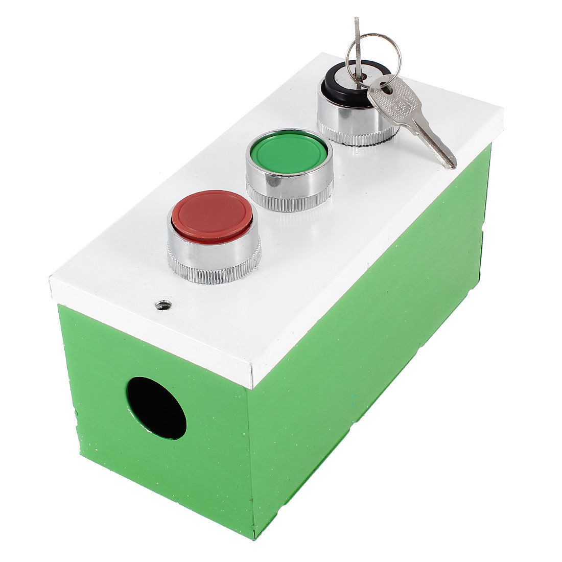 10A AC 660V 3 Way Rotary Switch 2 Momentary Push Button Station Metal Case