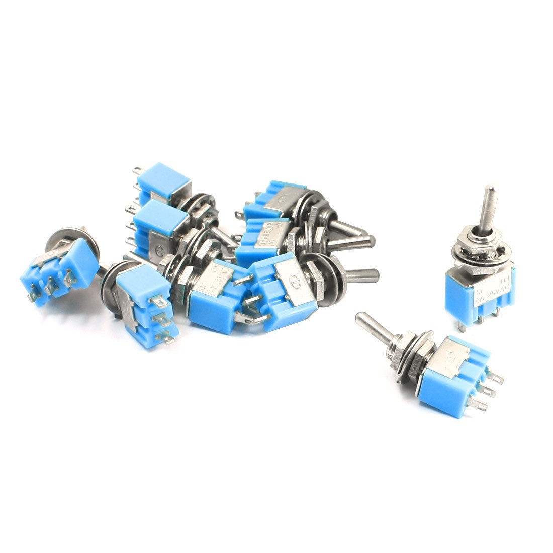 10Pcs Panel Mounting SPDT 3 Pin Soldering Toggle Switch AC 125V 6A