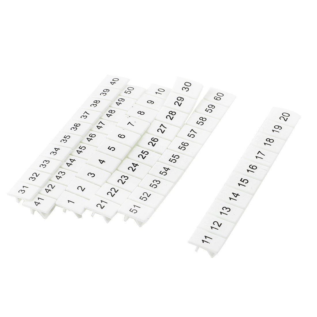 6 PCS 5 x 3.5mm 1-60 Number White Polymide 66 Terminal Marker Strips