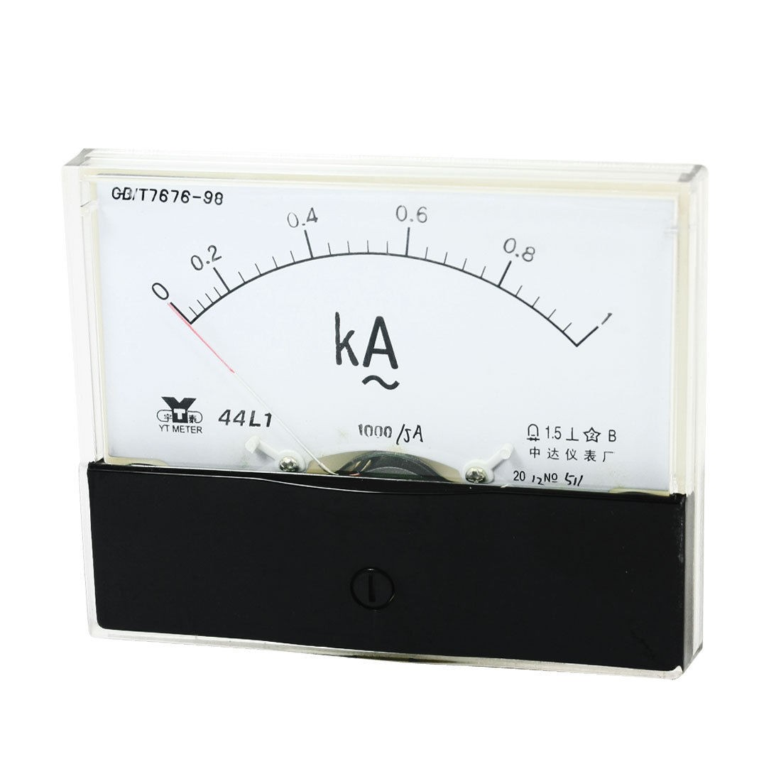 44L1 AC 0 -1000A Class 1.5 Accuracy Clear Rectangle Panel Analog Ammeter Gauge