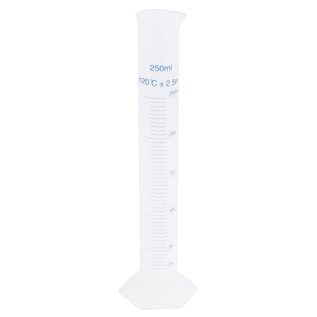 Transparent Plastic Graduated Cylinder 250ml 2.5 milliliter Lab Test