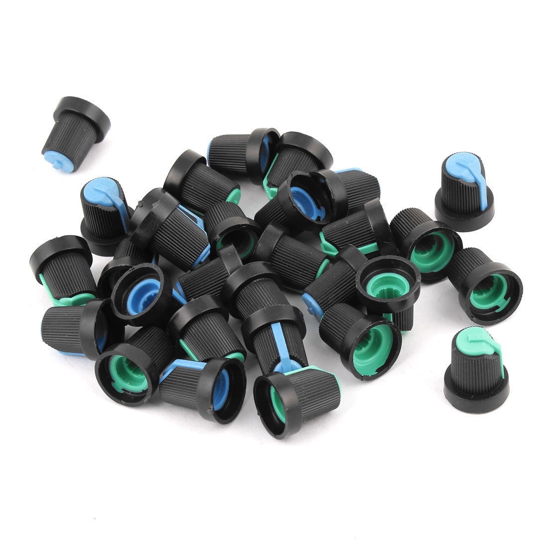 30 Pcs Black Plastic 8mm Threaded Dia Potentiometer Knob Cover