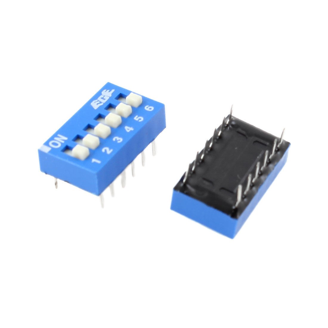 2 Pcs PCB Mount 6 Positions 2.54mm Spacing Slide Type DIP Switch Blue