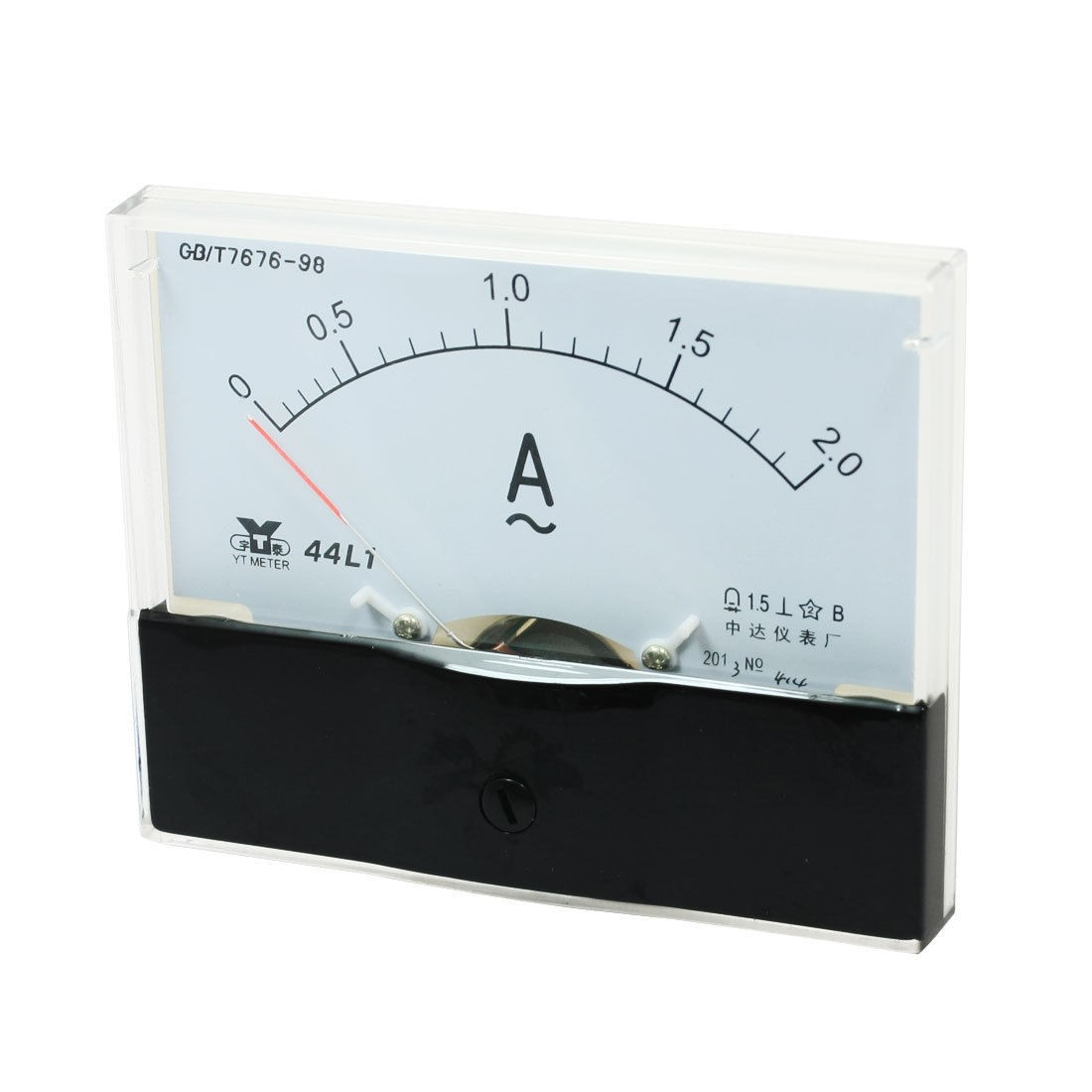44L1 AC 0 -2.0A Class 1.5 Accuracy Clear Rectangle Panel Analog Ammeter Gauge