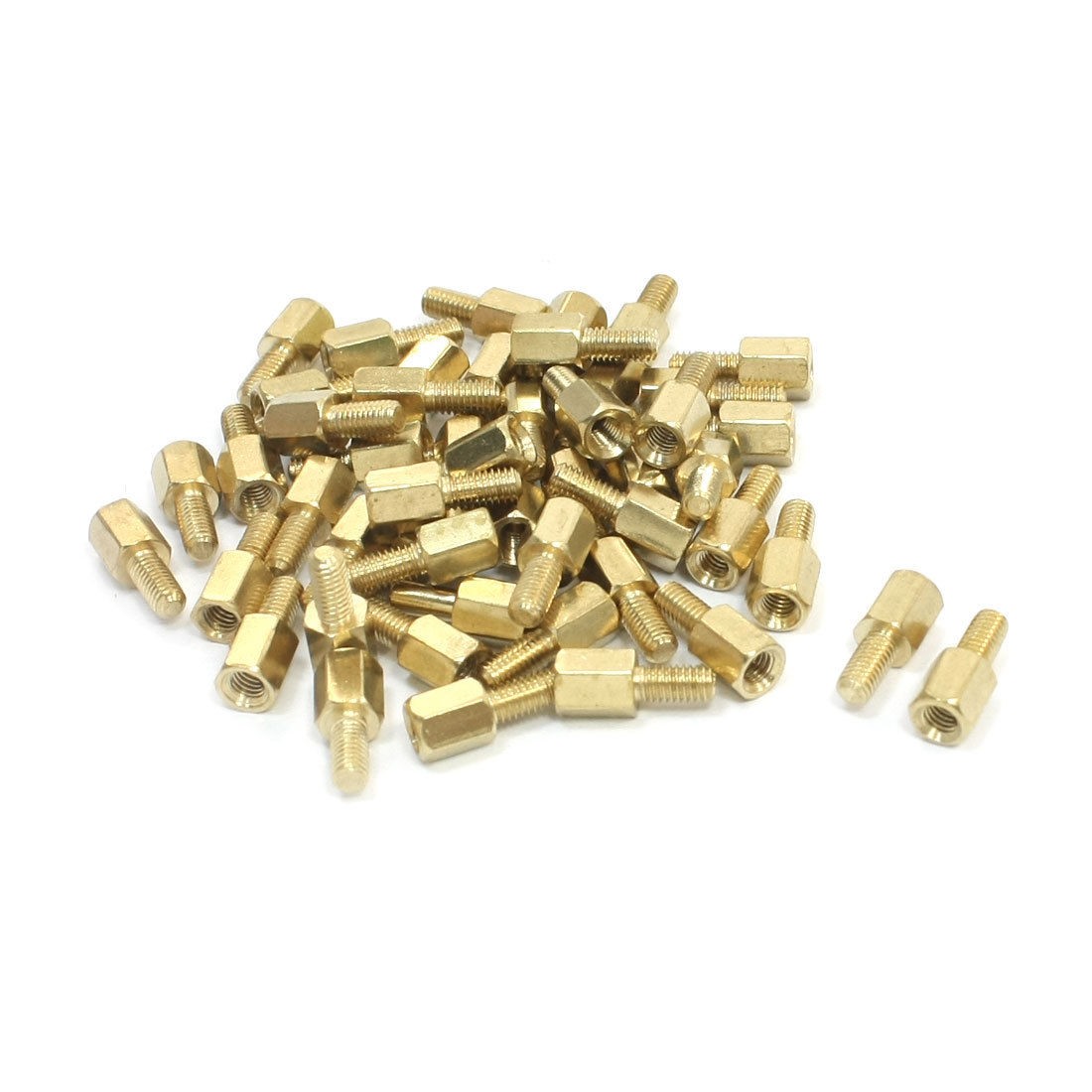 M3 x 6mm x 12mm Gold Tone Brass Pillar PCB Hexagonal Standoff Spacer 50Pcs