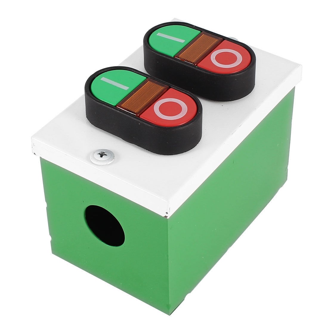 Ui 600V 10A Dual I/O Yellow LED Indication Momentary Push Button Switch Station