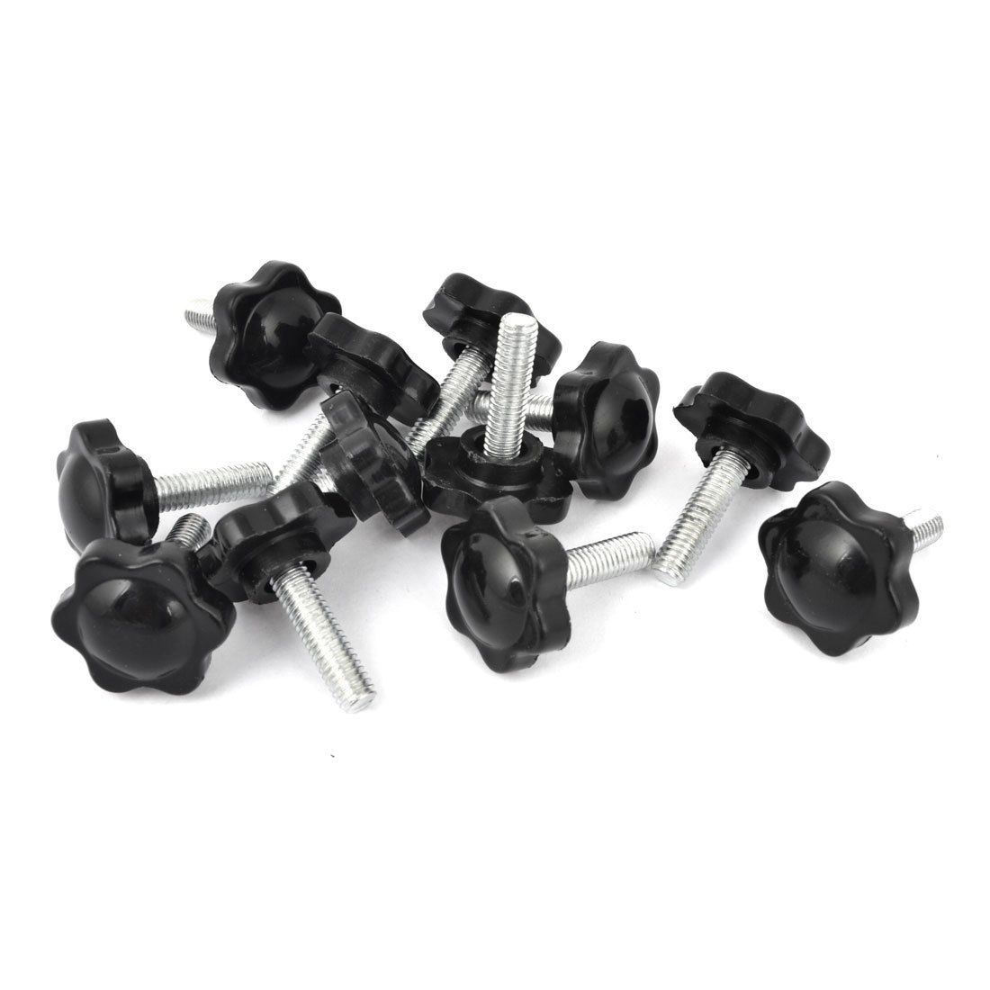 M6 x 20mm Male Thread 25 mm Star Head Dia Screw On Type Clamping Knob 12Pcs