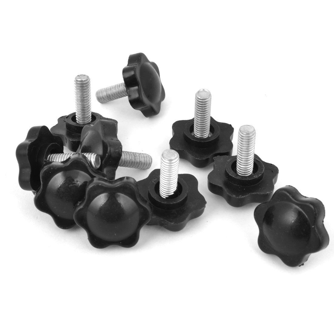M6 x 15mm Male Thread 25mm Star Head Dia Screw On Type Clamping Knob 10Pcs