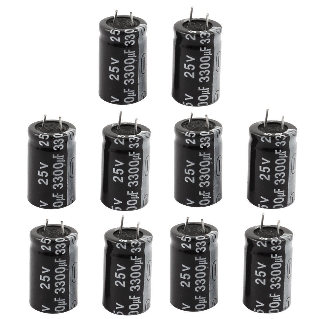 10 Pcs Cylinder Shape Aluminum Electrolytic Capacitor 3300uF 25V