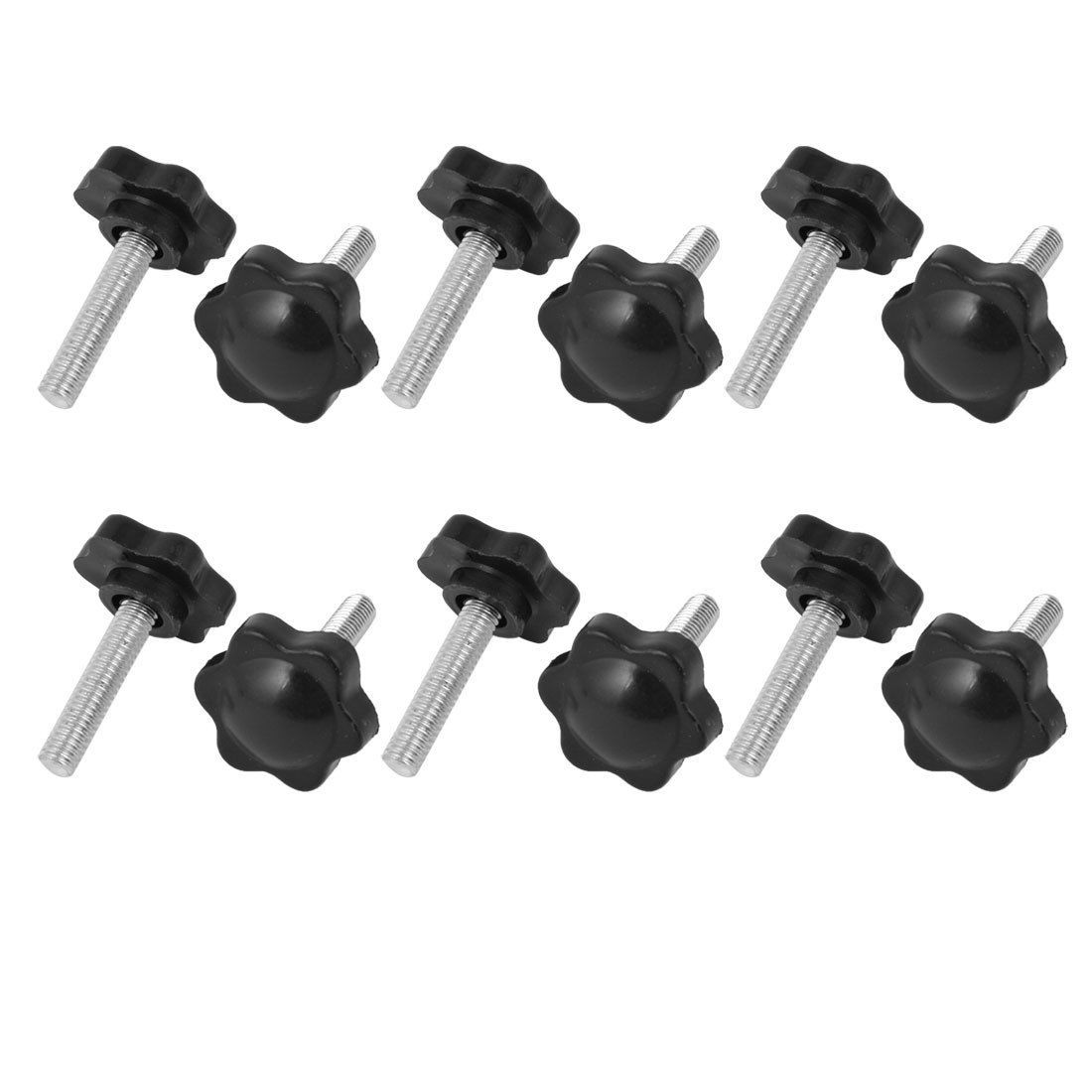 M6x25mm Male Thread 25mm Star Head Dia Screw On Type Clamping Knob 12 Pcs