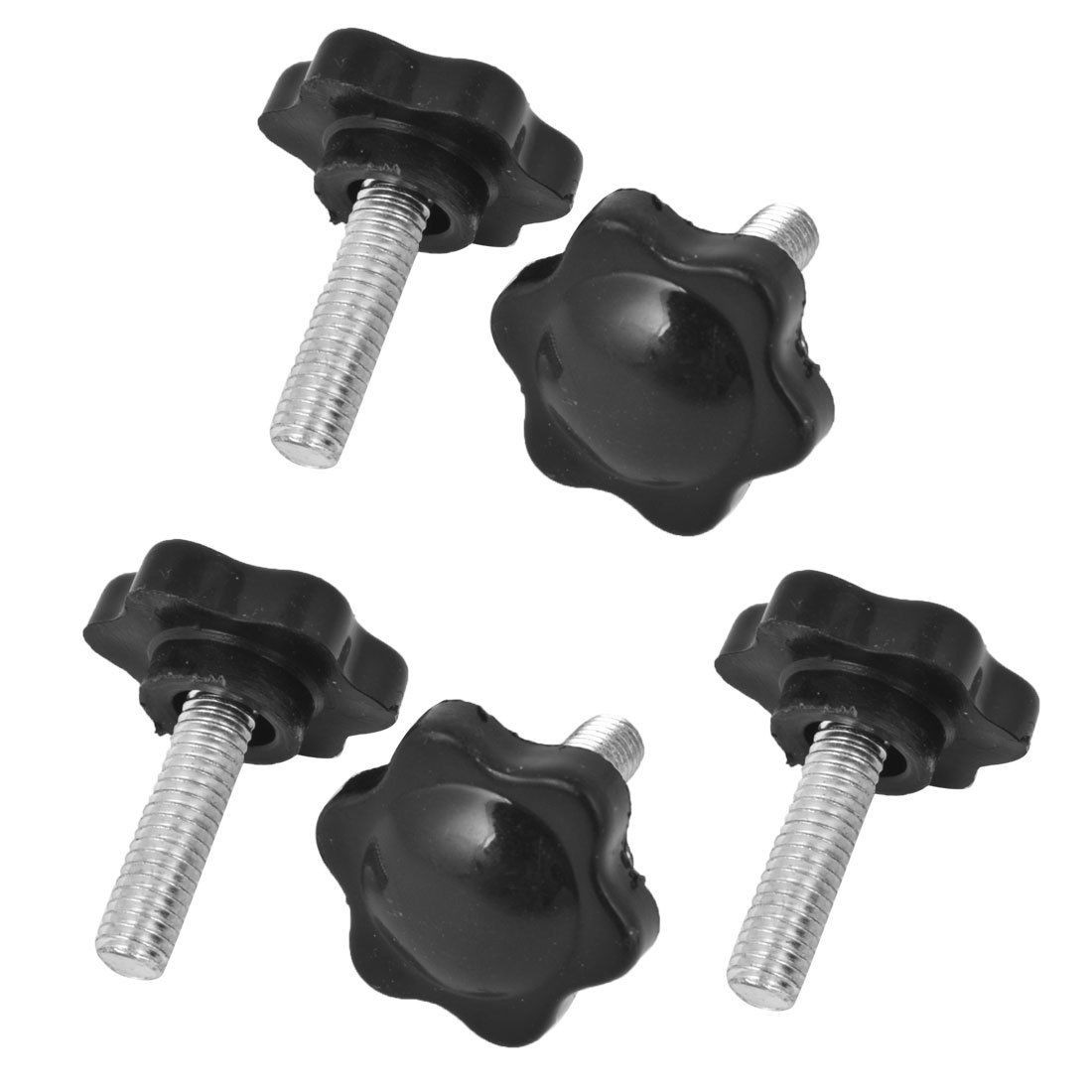 5Pieces 25mm Dia Star Shaped Head M6x20mm Male Thread Clamping Screw Knob