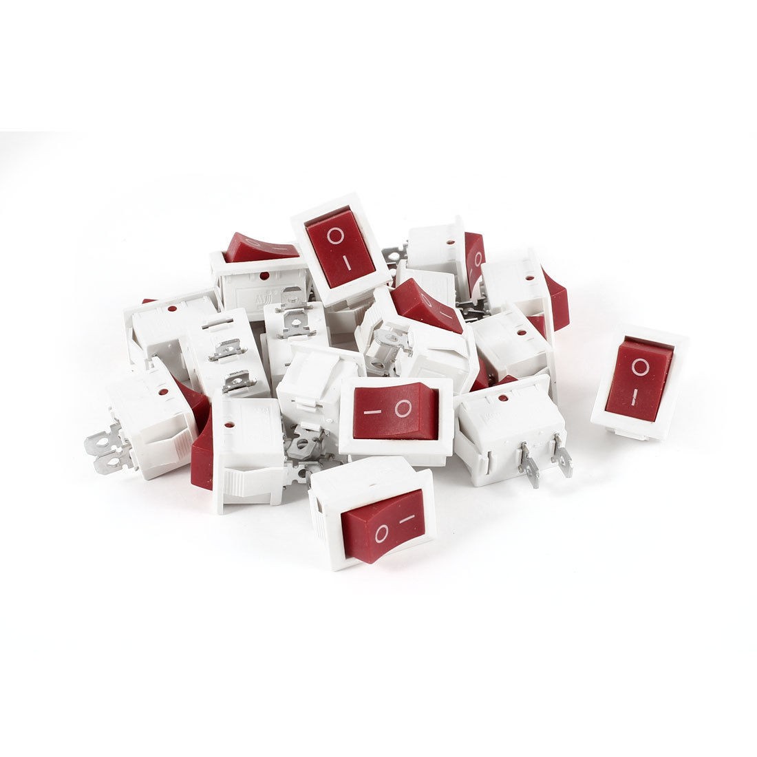 20Pcs KCD1 AC 250V 6A 125V 10A 2Pin SPST Power ON/OFF Panel Rocker Switch Red