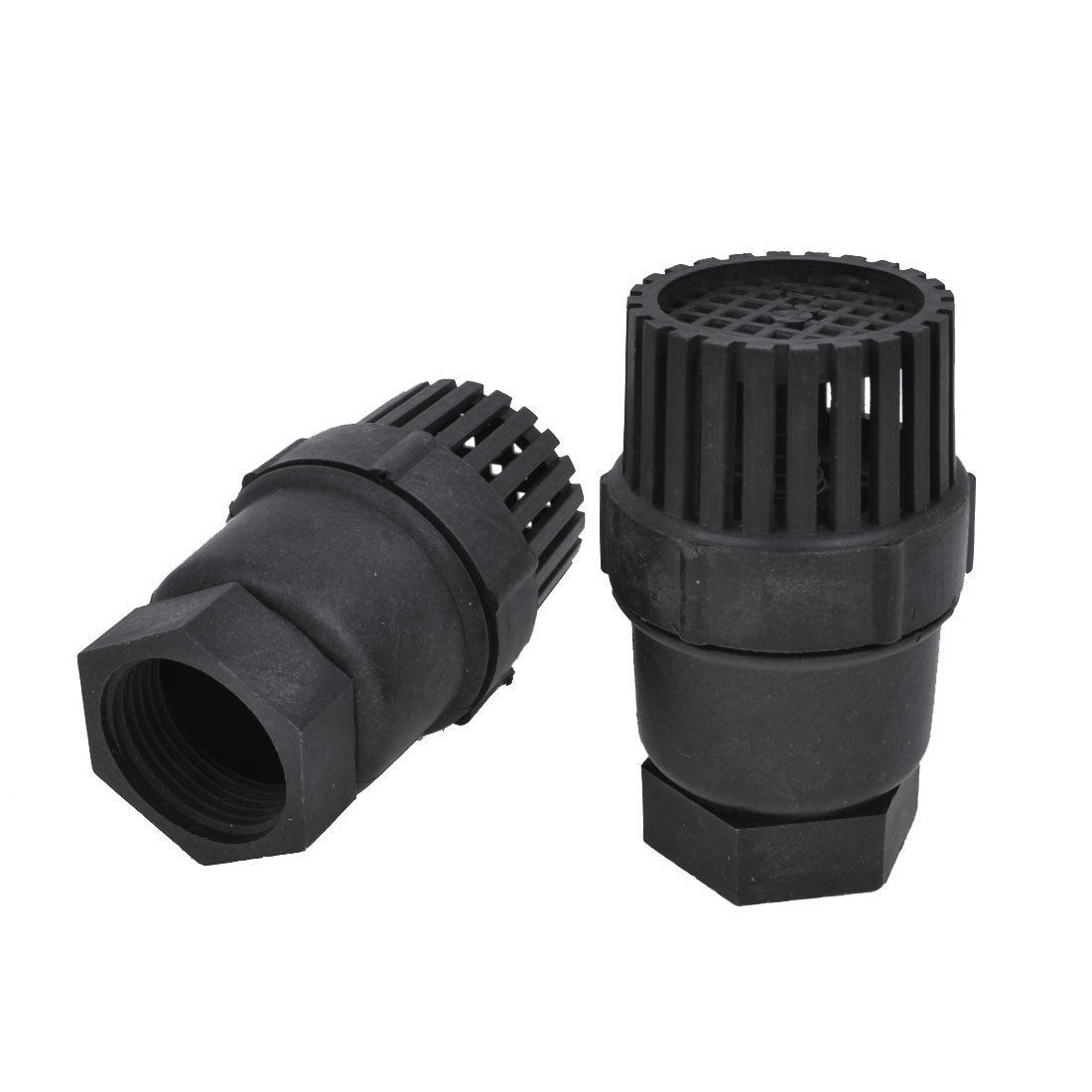 2x Replacement 1.2" Thread Dia Black Plastic PVC Foot Bottom Valves