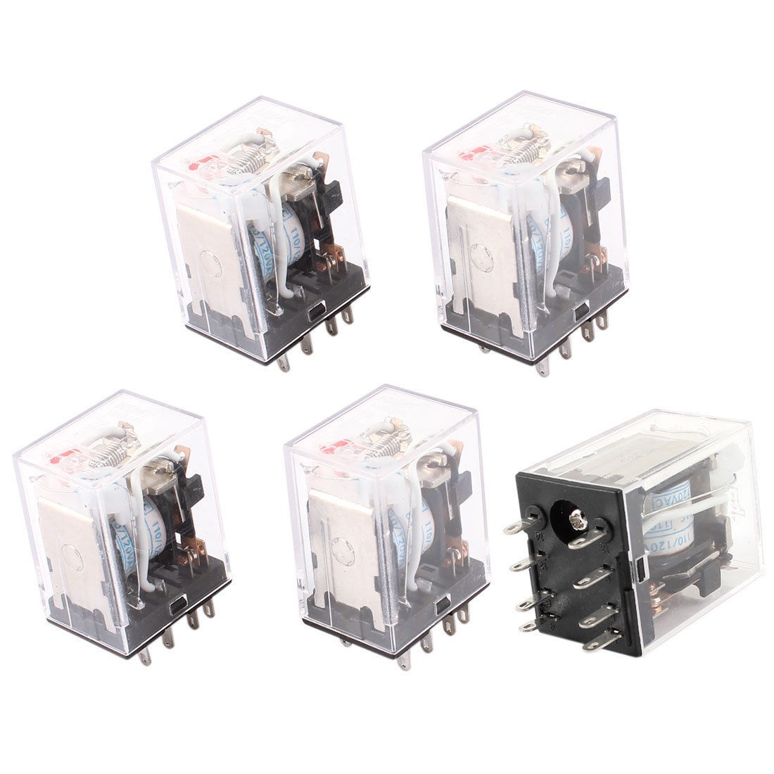 HH52PL AC 110/120V Coil 8 Pins DPDT Red LED Indicator Light Power Relay 5 Pcs