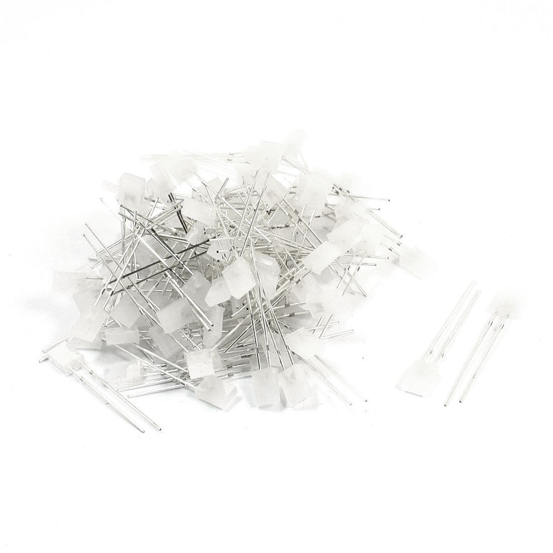 100 Pcs 2mm x 5mm x 7mm Rectangle Headed Blue Diffused Light Emitting LED Diode