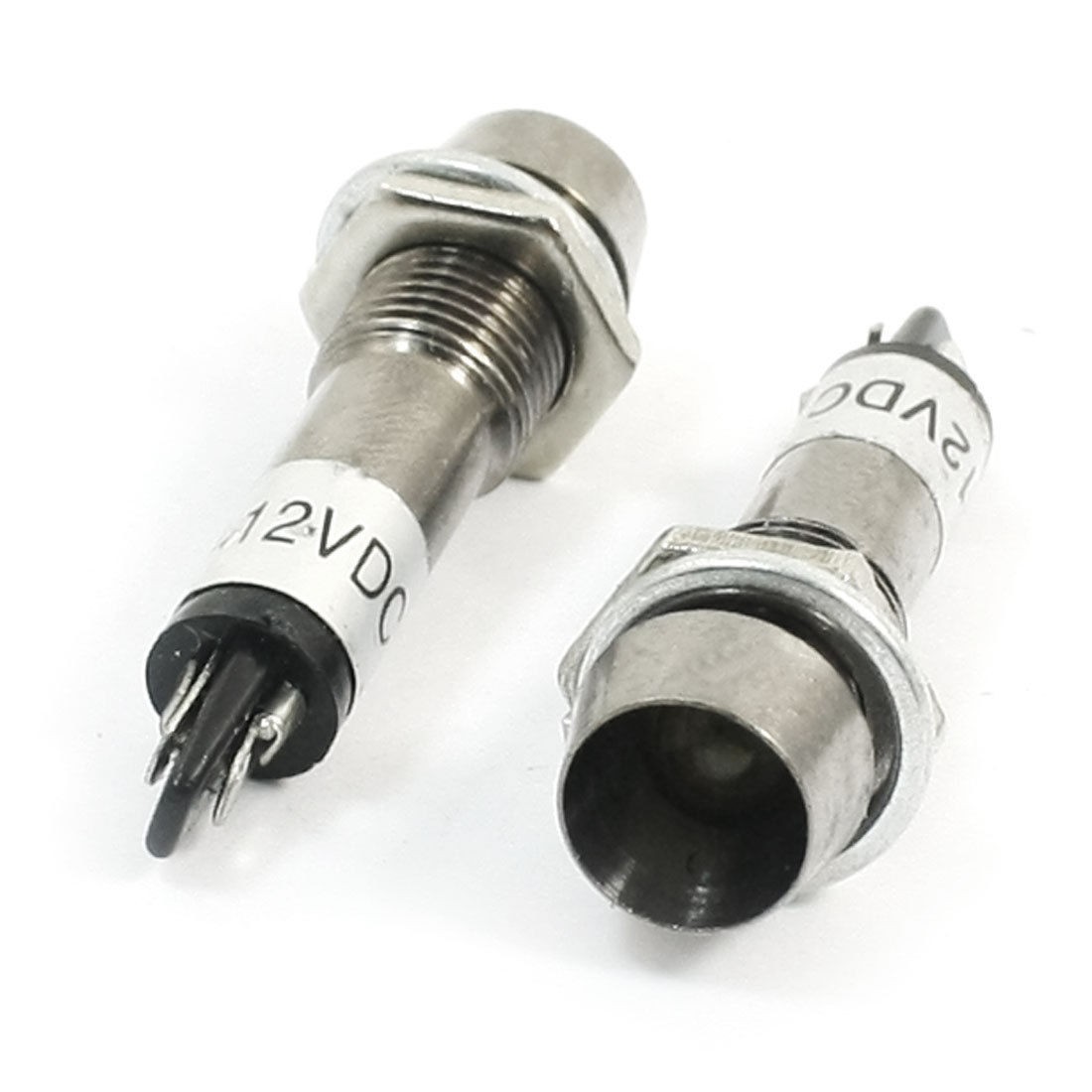 XD8-1 DC 12V 8mm Metal Shell Yellow LED Indicator Power Signal Light 2 Pcs