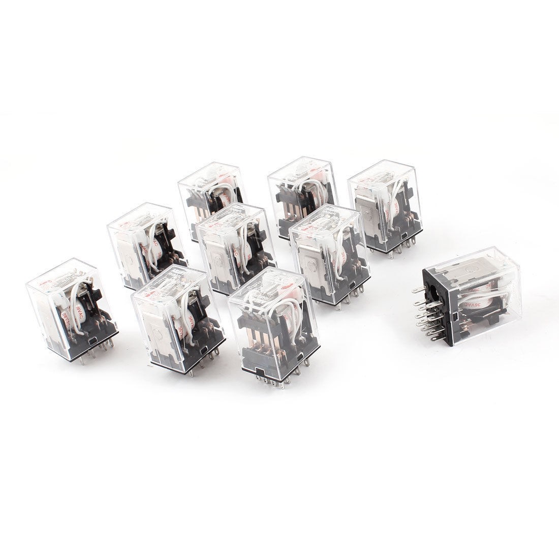 HH54PL AC 36V Coil 14-Pin 4PDT Red LED Indicator Light Power Relay 10 Pcs