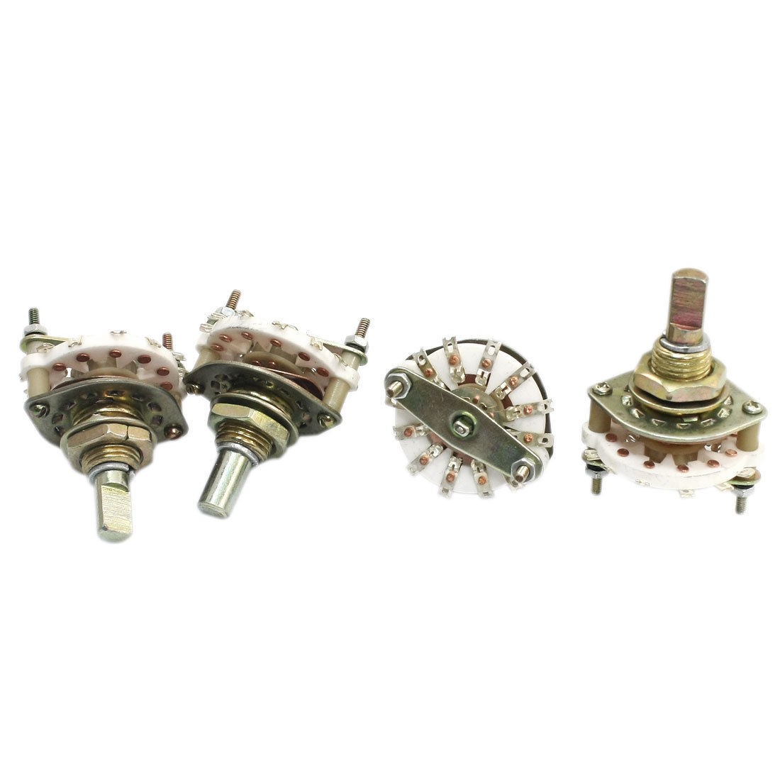 4Pcs 10mm Mounting Hole Dia 2P5T 1 Deck Band Channel Rotary Switch Selector