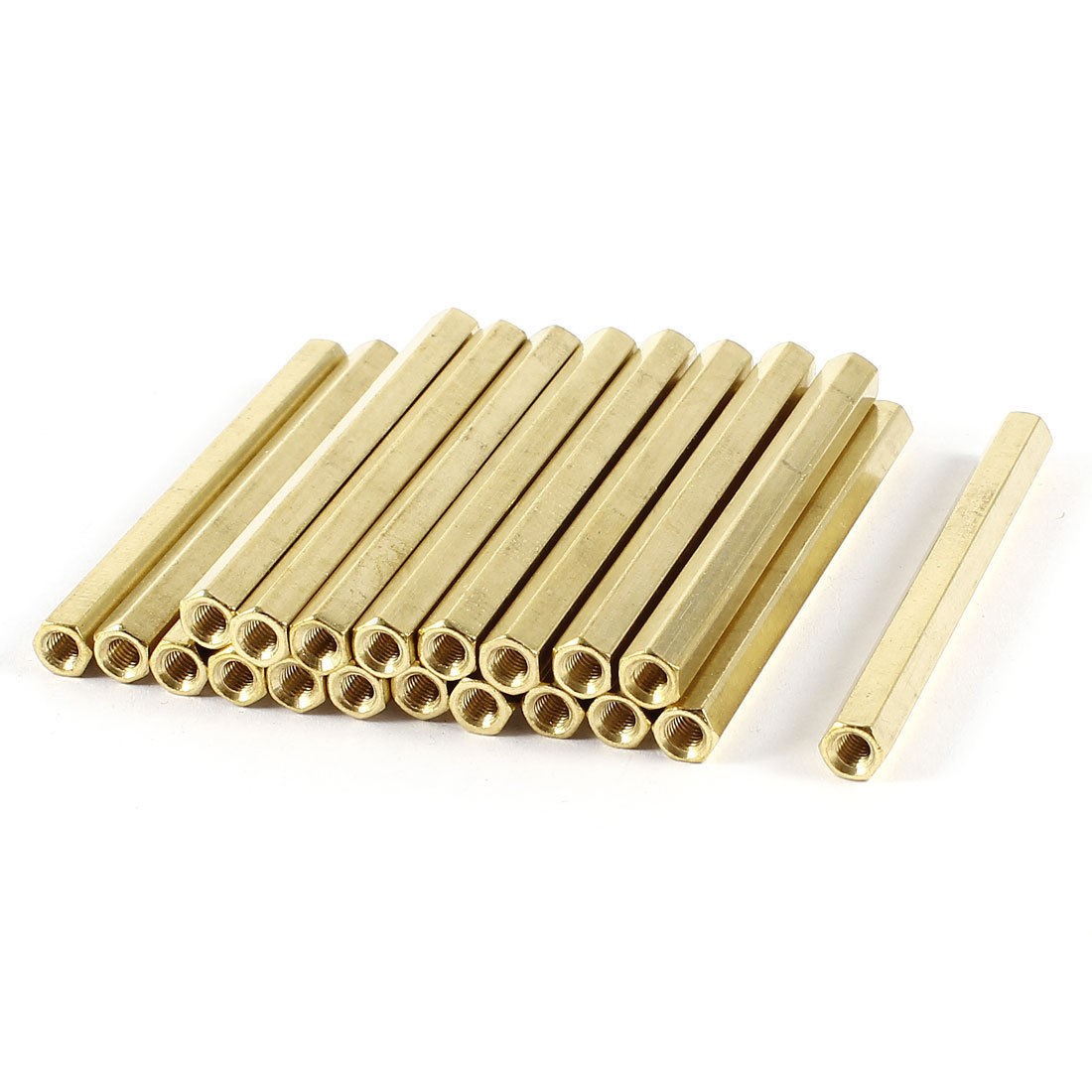 20 Pieces M3 Female Threaded PCB Brass Standoff Spacer 55mm High Gold Tone M3X55
