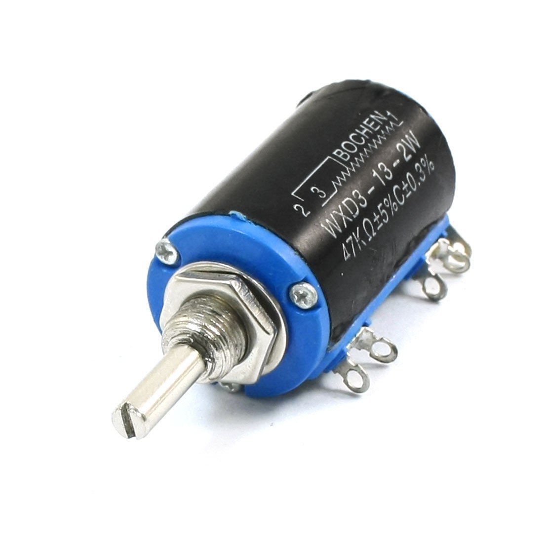 Multiturn 2W 47K Ohm 3 Solder Lug Rotary Wire Wound Potentiometer