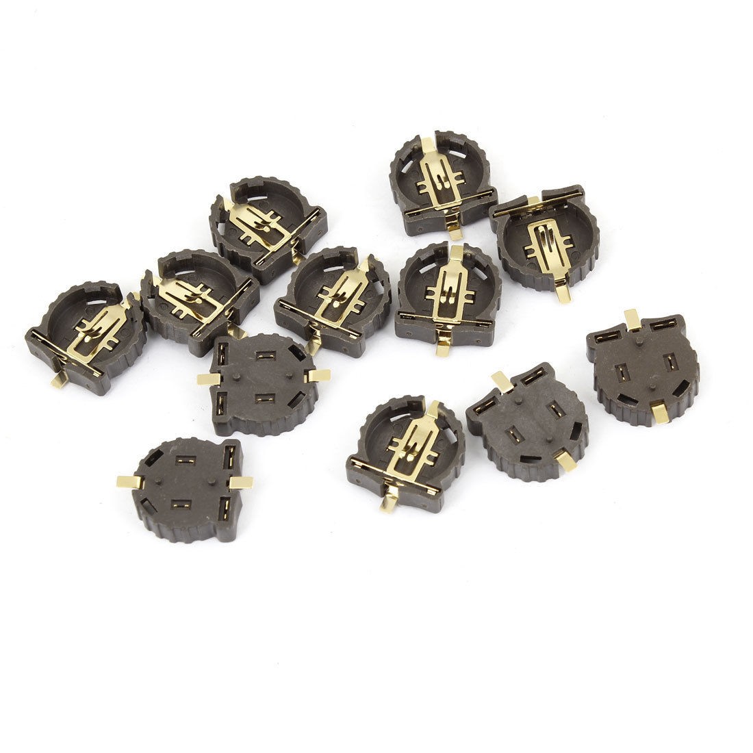 12PCS CR1220 Button Coin Cell Battery Socket Holder Case Coffee Color