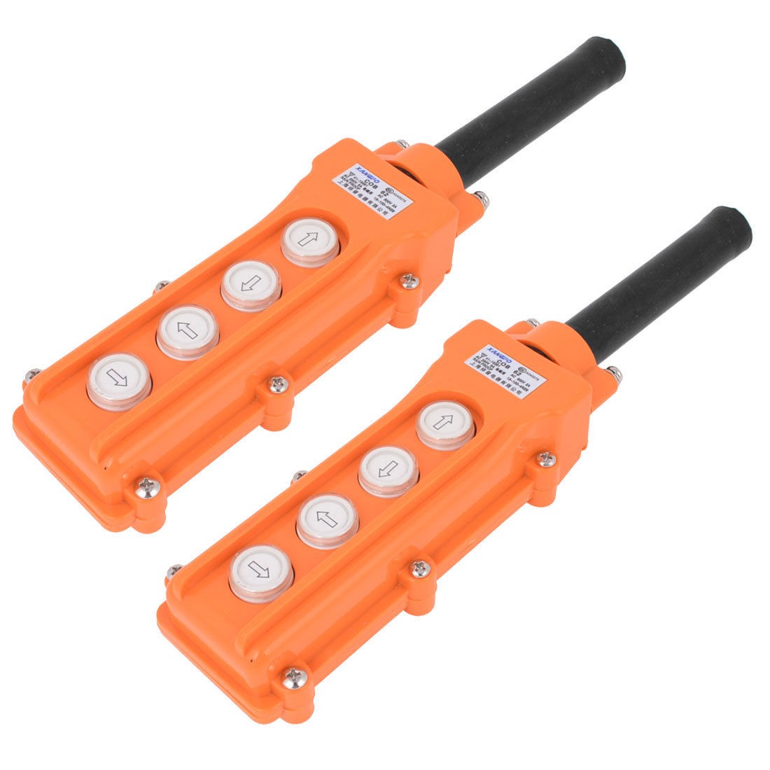 COB62A Up Down 4 Ways Orange Rainproof Hoist Crane Pushbutton Switch 2 PCS