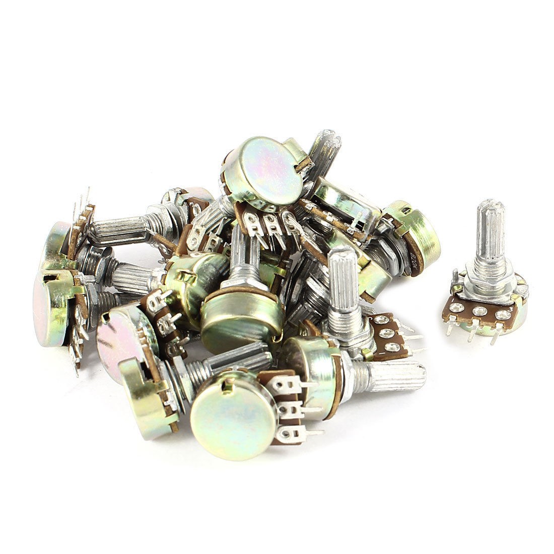 20 Pieces Carbon Film Potentiometer B20K Type B 20K Ohm AC 220V 6A for 7mm Hole