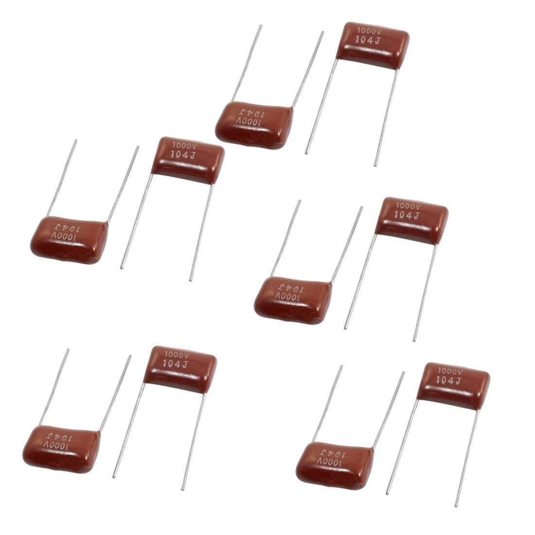 10Pcs CBB 0.1uF 104J 1000V Radial Lead Metallized Polypropylene Film Capacitors