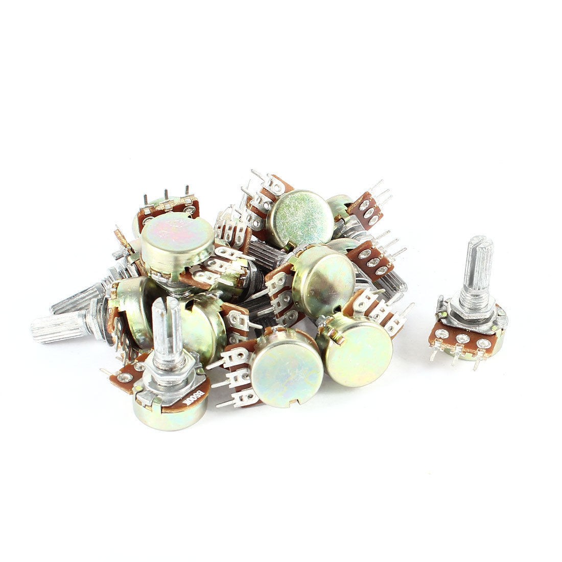 AC 220V 6A 500K Ohm Top Adjustment Single Turn Rotary Taper Potentiometer 15 Pcs