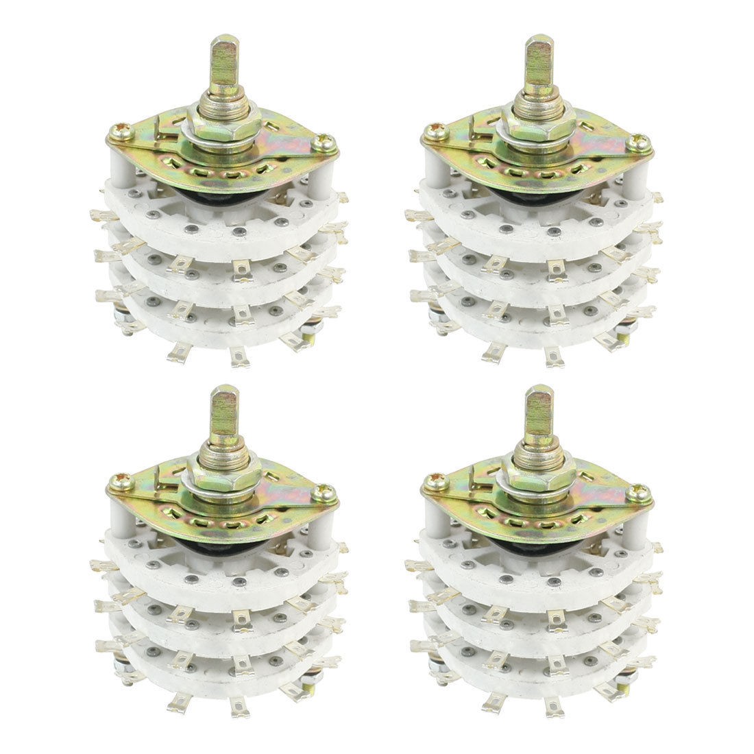 4Pcs 6mm Dia Shaft 6P5T Triple Deck Band Channel Rotary Switch Selector