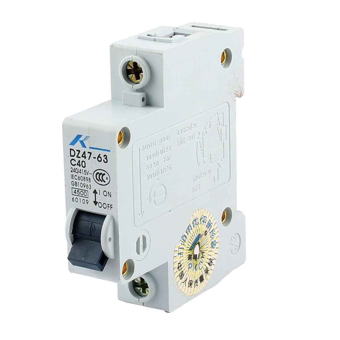 35mm DIN Rail Mounted Single Pole Miniature Circuit Breaker AC 240/415V 40A
