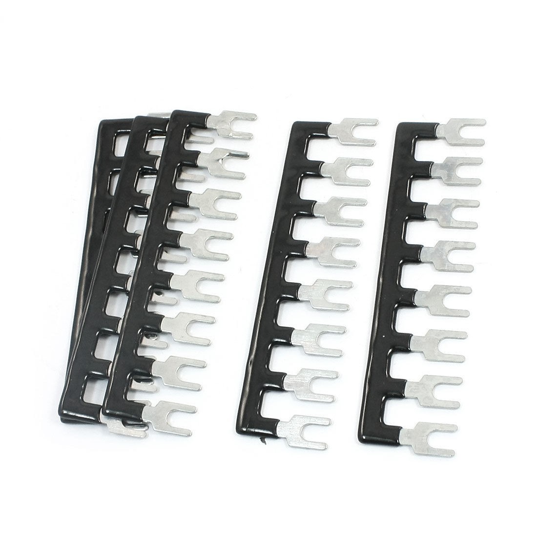 25A 8-Postion Pre Insulated Furcate Barrier Terminal Stripe Black 5Pcs