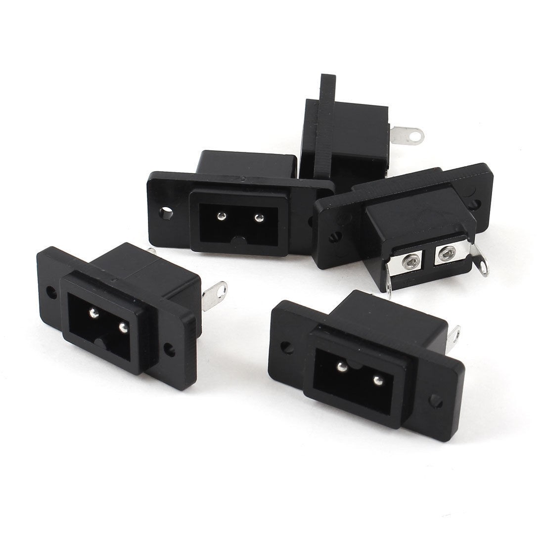 5 Pcs Black Plastic 2 Pins AC007 Inlet C8 Plug Power Adapter 250V 10A