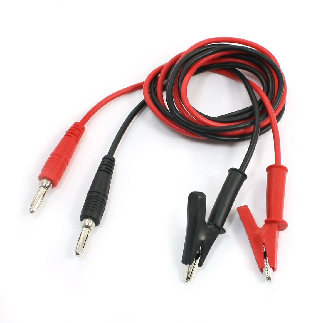 Multimeter Plastic Covered Alligator Clip to Banana Plug Test Cord Cable 1M Pair