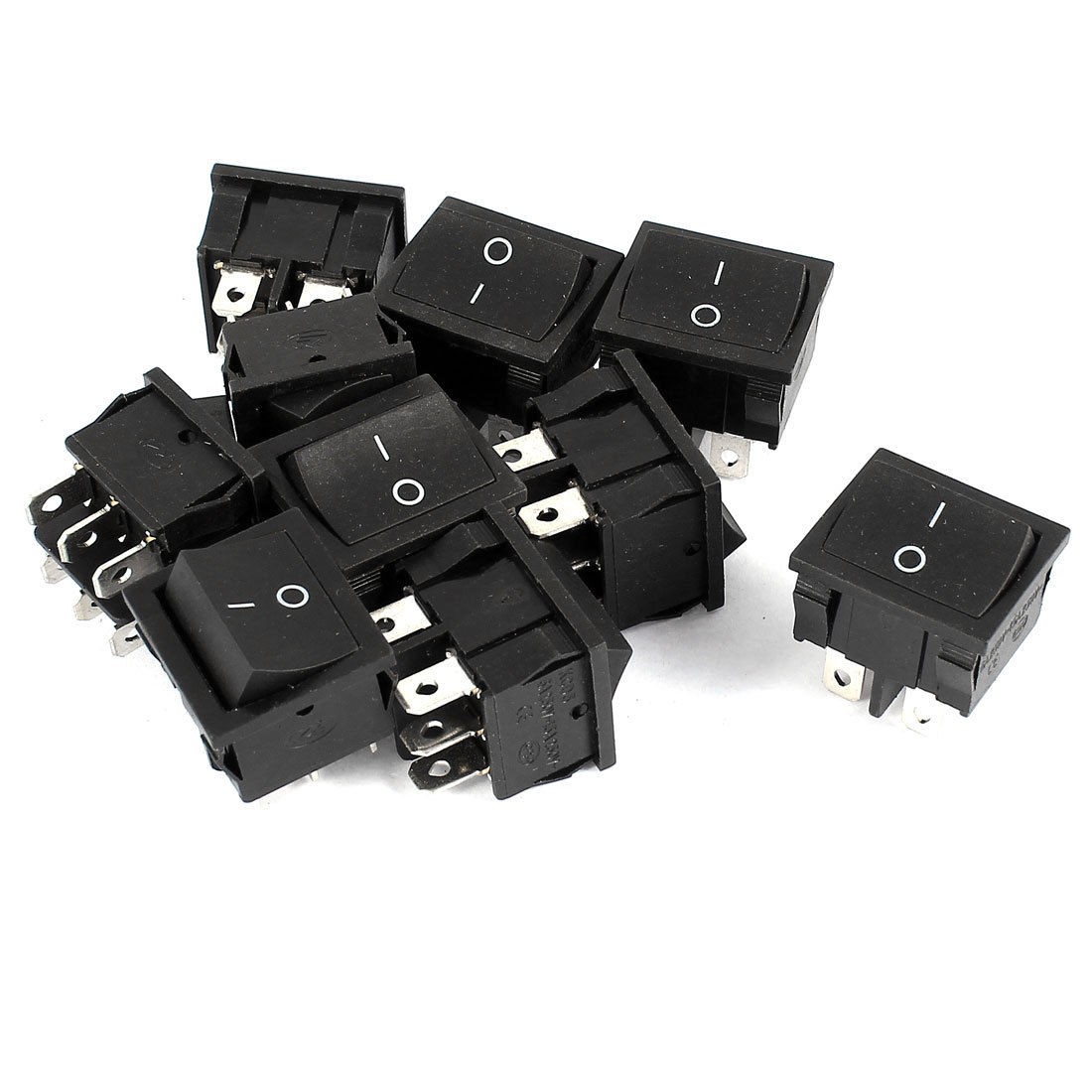 AC 250V 6A 125V 15A 6 Termials DPDT ON/OFF 2 Positions Rocker Switch Black 10Pcs