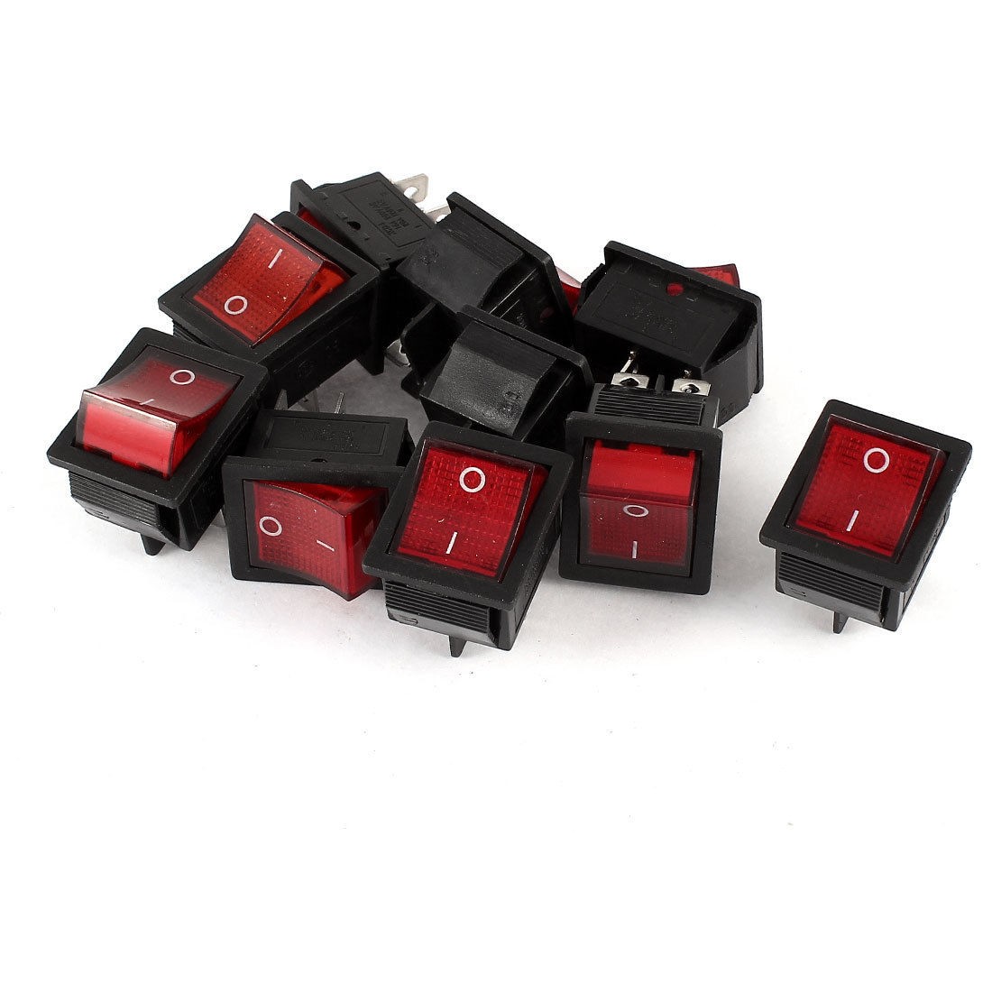 AC 250V 15A AC 125V 20A 4Pin DPST ON/OFF Red Indicator Lamp Rocker Switch 10 Pcs