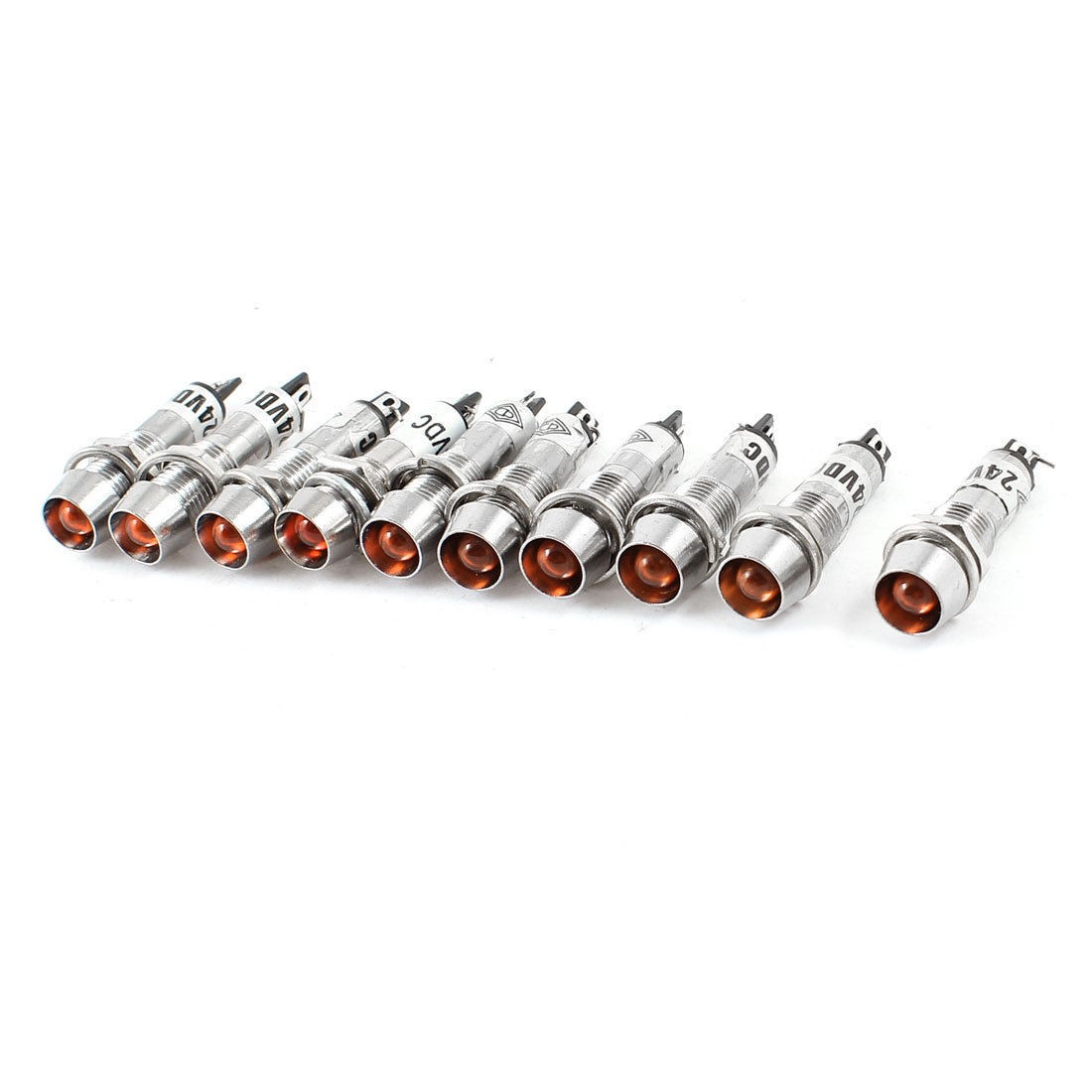 10 Pieces 7.5mm Male Thread Dia Red Indicator Signal Light DC 24V