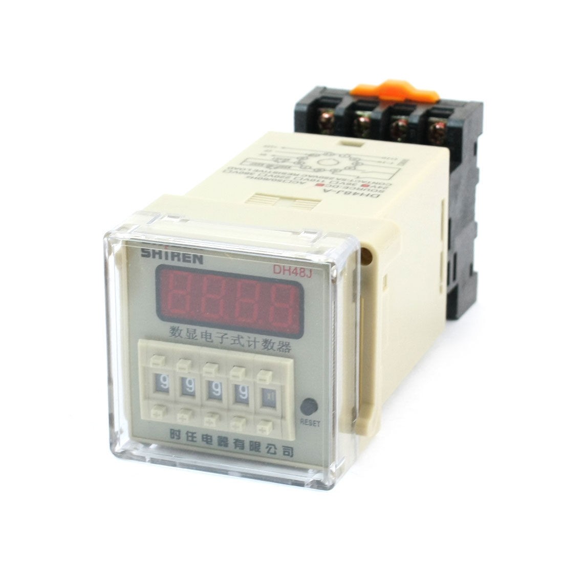 DH48J-A 1-9999 (x1 x10 x100) 30cps Digital Counter Relay DC 24V w Base Socket