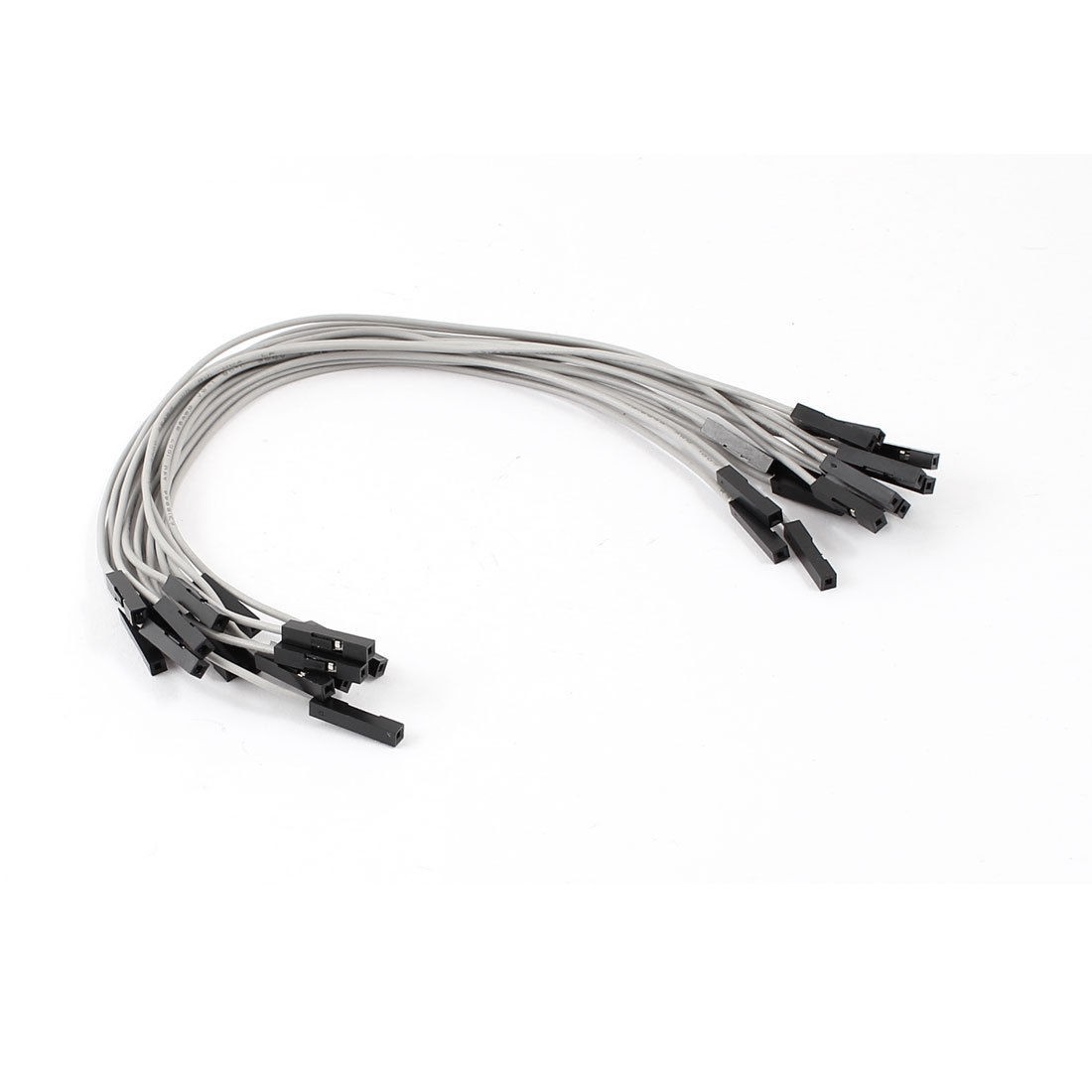 15 Pcs 20cm Length Double Head 1pin Female Jack Connector Jumper Cable Gray