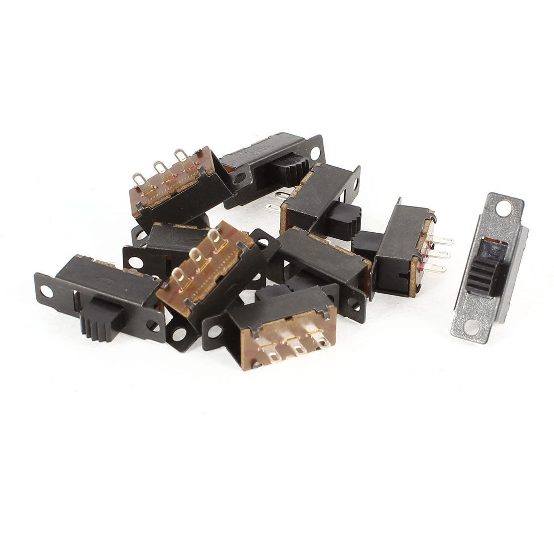 10 Pcs SPDT 2-Position 3 Solder Lug Pins Panel Mount Horizontal Sliding Switch