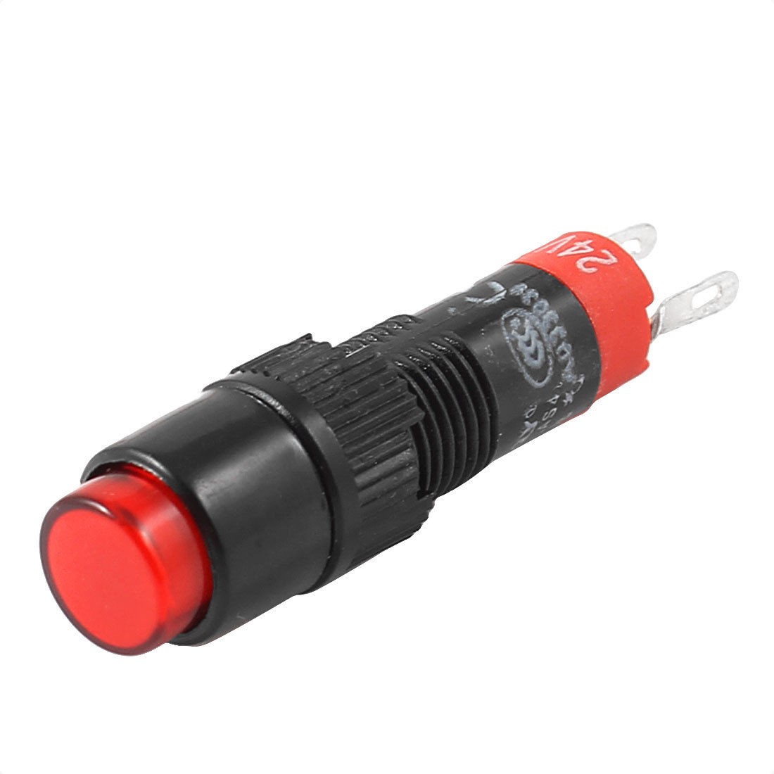 DC 24V SPST 2 Terminal Soldering Momentary Red Indicator Push Button Switch