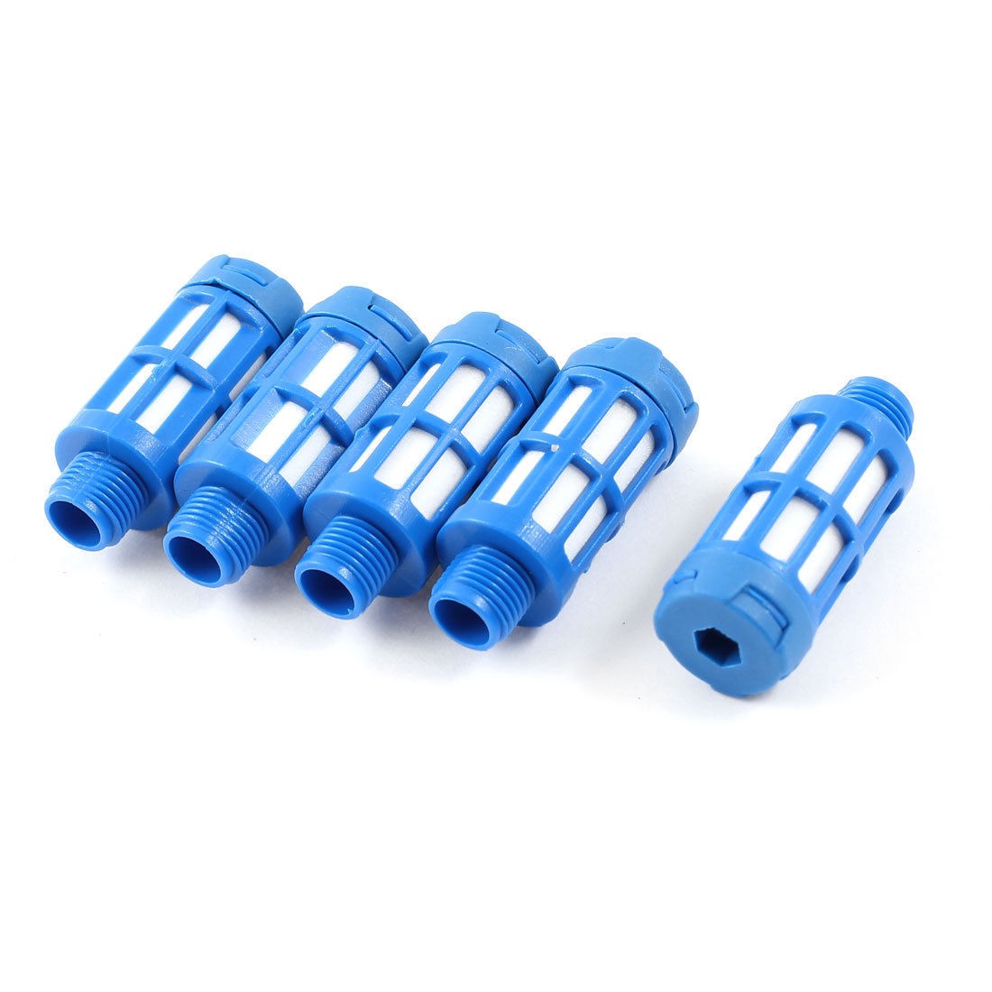 5 Pcs 1/8PT Plastic Pneumatic Valve Exhaust Noise Reducing Silencer Muffler Blue
